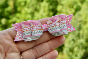 Pink Tribal Skinny Sophia Bow