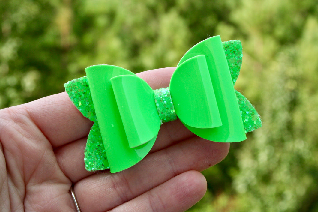 Neon Green Patent Emmy Bow