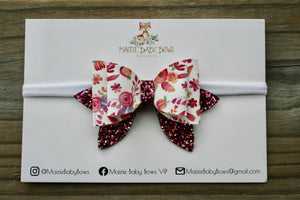 *SLIGHTLY FLAWED* Feelin Like Fall Floral Maddie Bow (White Nylon Headband Only)