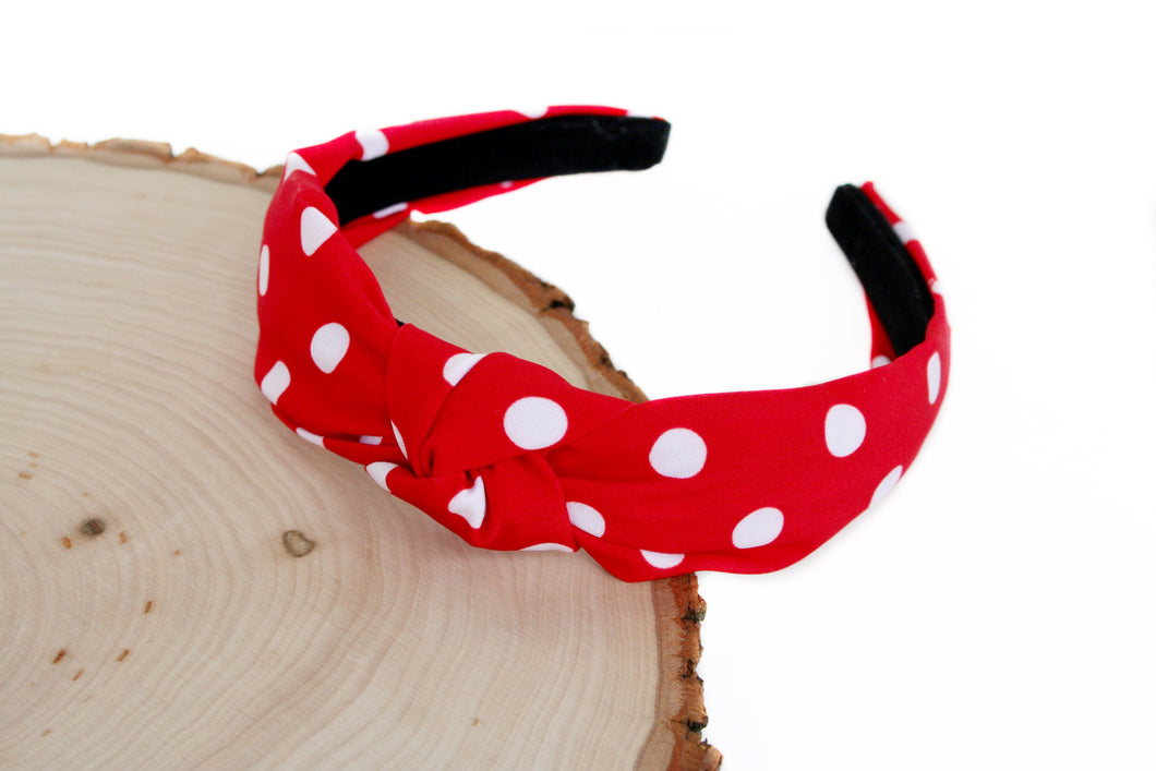 Red Polka Dot Top Knot Headband