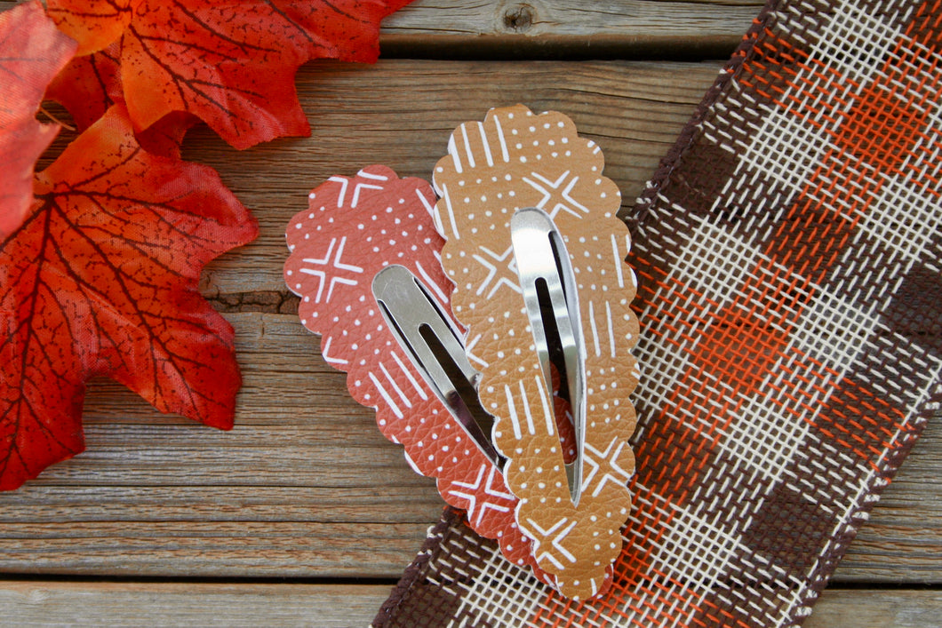 Fall Mud Cloth Jumbo Snap Clips