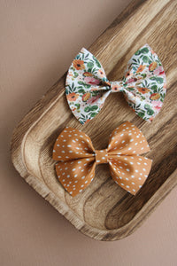 Mustard Floral Baby Kate & Wren Bow Bundle