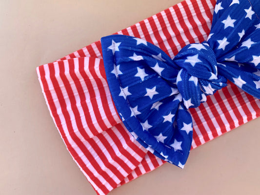 Stars & Stripes Knotted Bow Headwrap