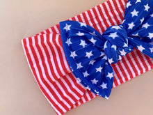 Load image into Gallery viewer, Stars &amp; Stripes Knotted Bow Headwrap
