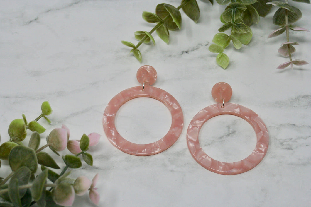 Blush Circle Drop Earrings