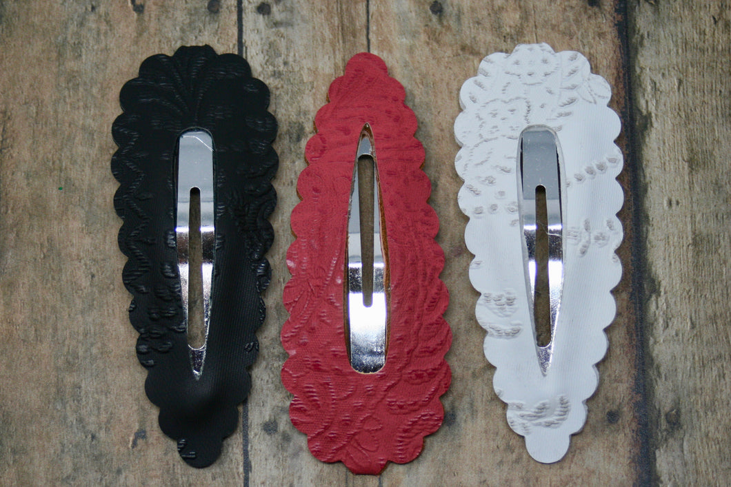 Embossed Appliqué Lace Jumbo Snap Clips