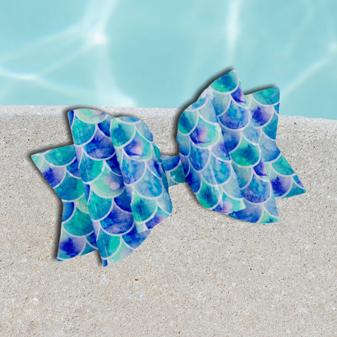 Mermaid Scales Jelly Medium Ellie Bow (Alligator Clip Only)