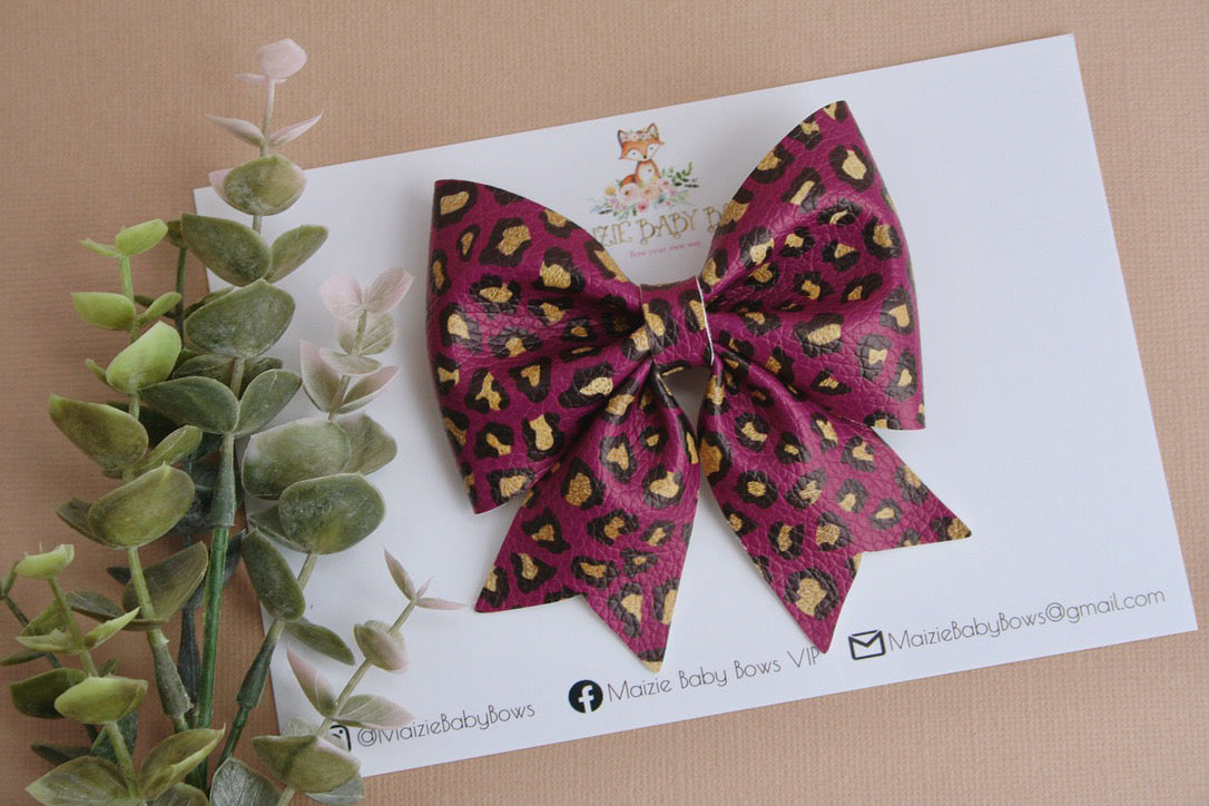 Plum Leopard Maizie Bow