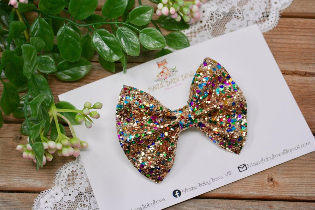 Pot of Gold Chunky Glitter Baby Kate Bow