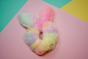 Pastel Rainbow Fur Scrunchie