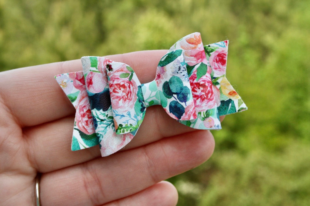 Pink Blush Floral Baby Ellie Bow