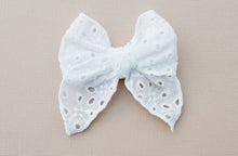 Load image into Gallery viewer, White Eyelet Lace Remi Bow
