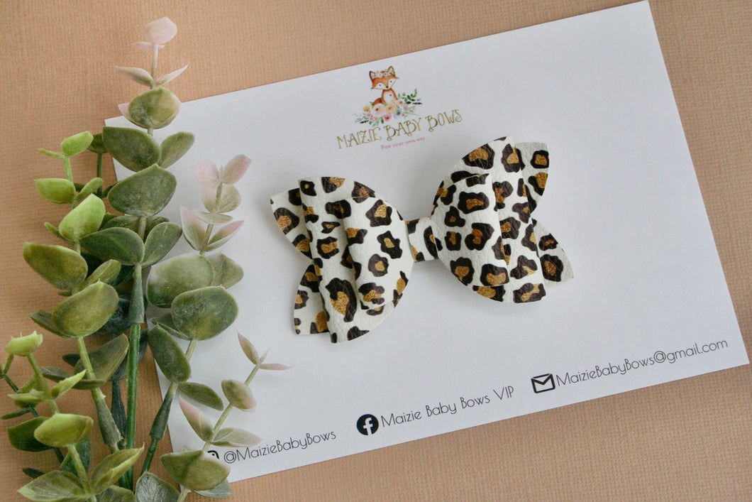 White Leopard Emmy Bow