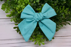 Turquoise Solid Large Everly Bow