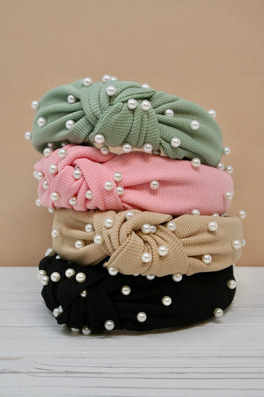 Pearled Top Knot Headband