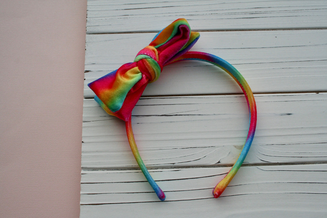 Tie Dye Velvet Messy Bow Headband