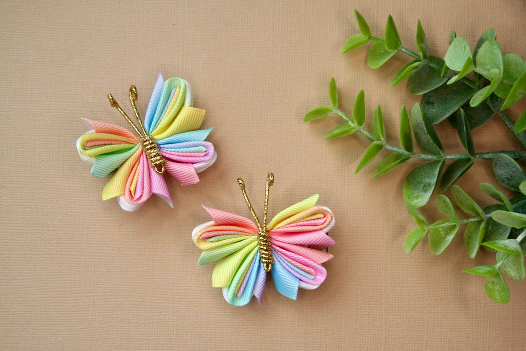 Rainbow Butterfly Ribbon Piggy Set