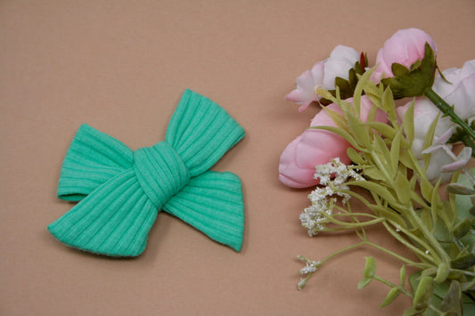 Spring Turquoise Rib Knit Small Everly Bow