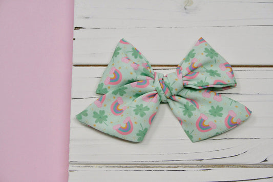 Pastel Rainbows and Clovers Large Everly Bows