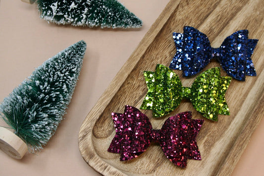 Winter Solid Glitter Medium Ellie Bows