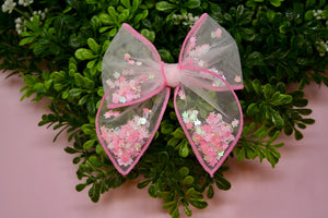 Pink Bunny Small Remi Shaker Bow (ALLIGATOR CLIP ONLY)