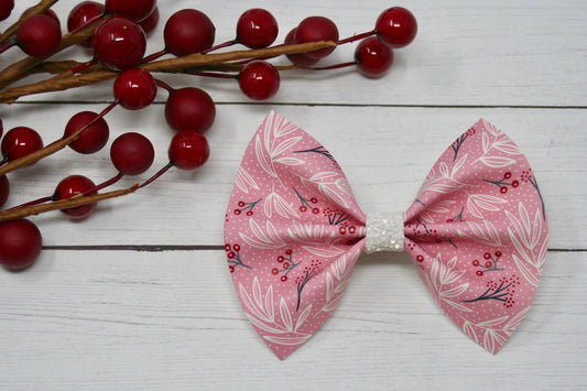 Pink Branches and Berries Baby Kate Bow