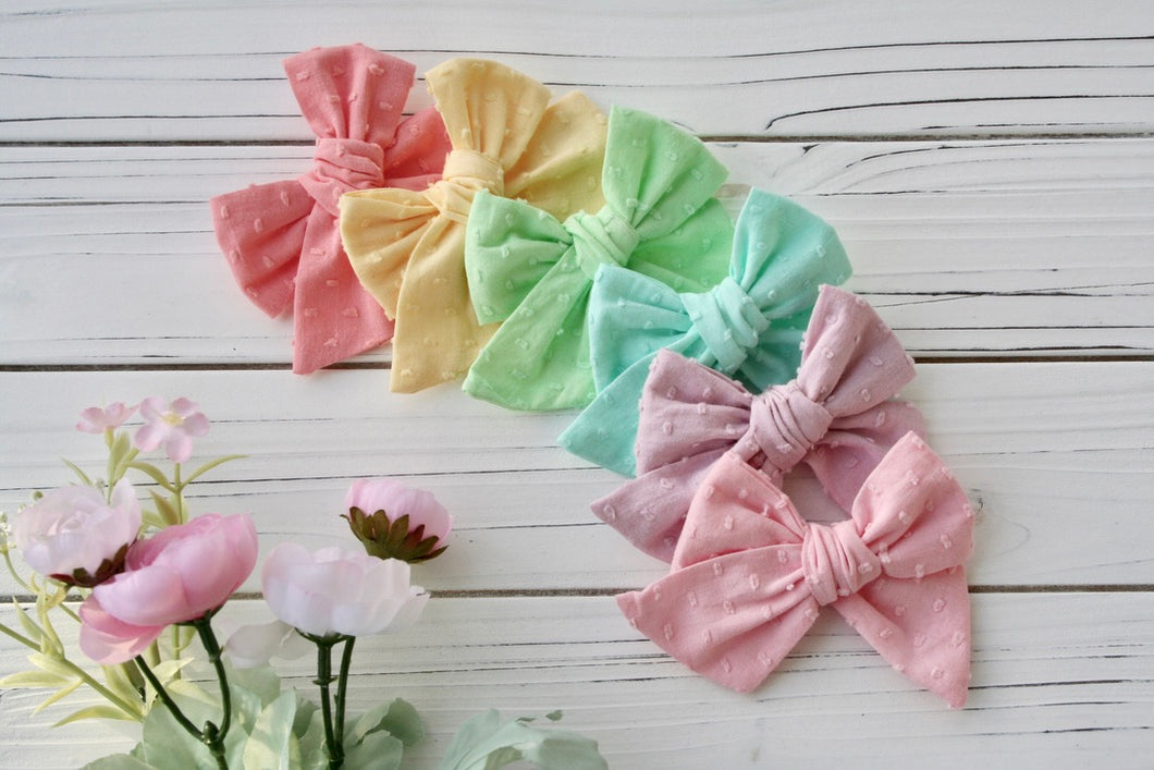 Spring Pastel Swiss Dot Large Everly Bow