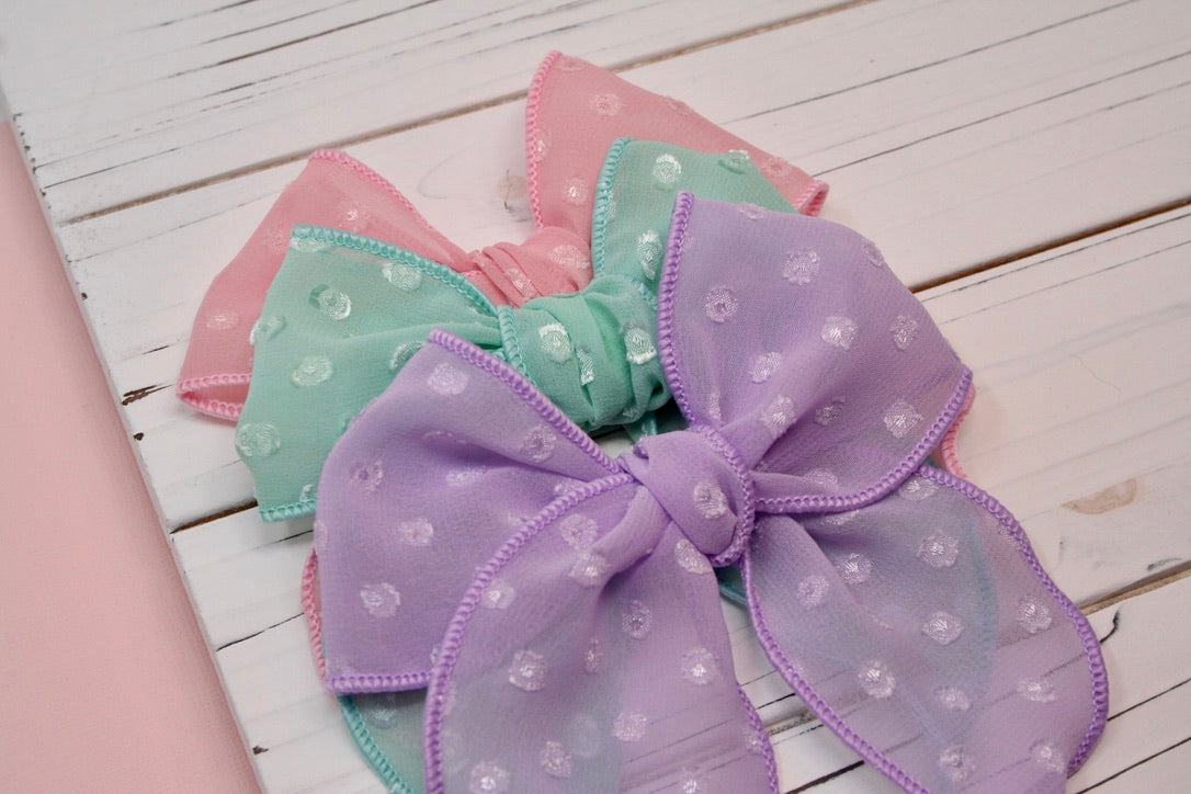 Pastel Chiffon Dot Medium Remi Bows