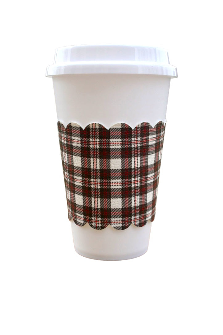 Cozy Cabin Plaid Scalloped Cup Sleeve