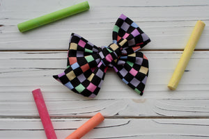 Rainbow Checkerboard Large Everly Bow