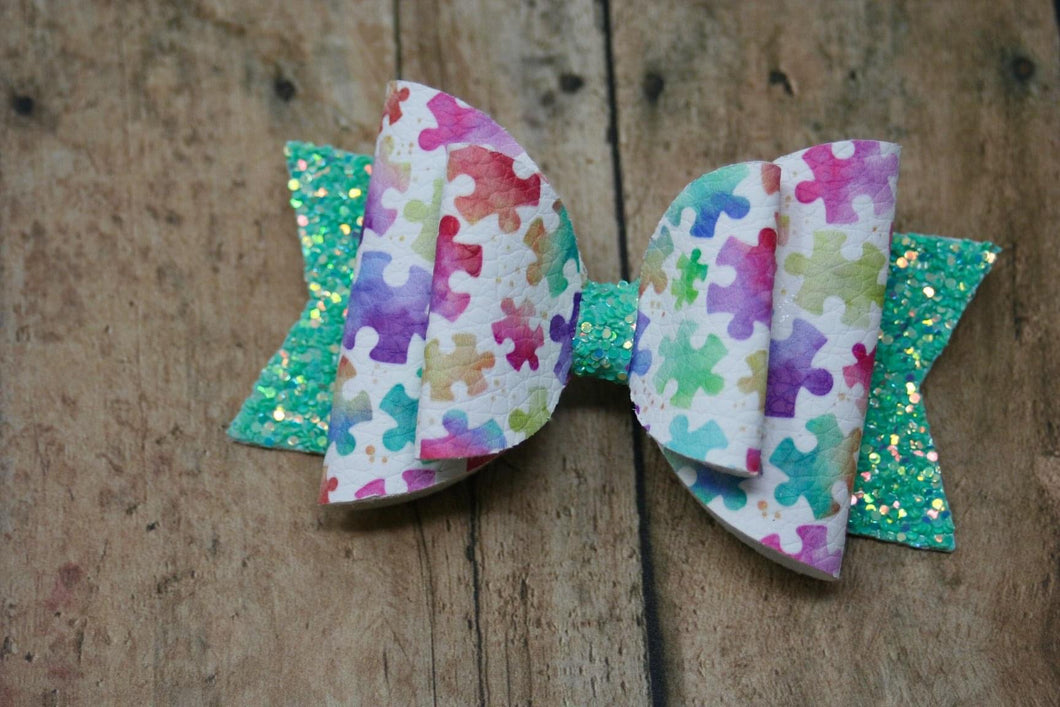 Watercolor Puzzle Pieces Medium Ellie Bow