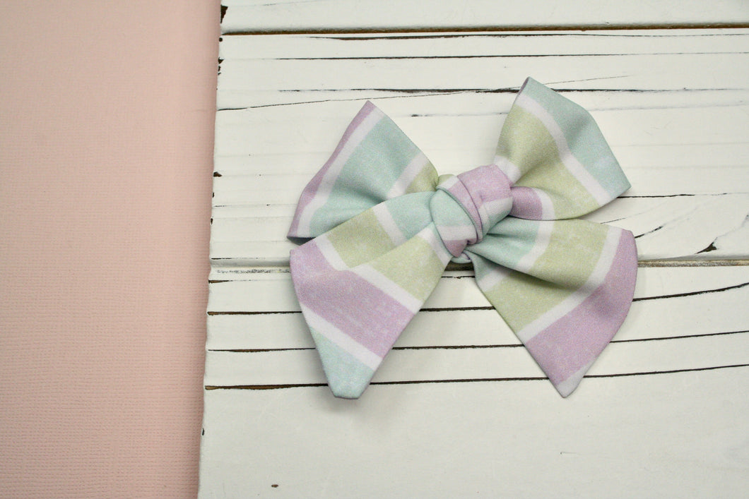 Chunky Pastel Stripes Large Everly Bow