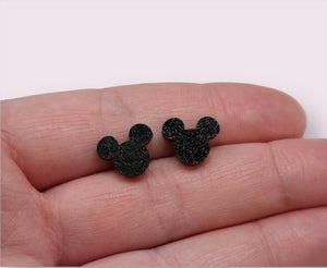 Black Glitter With No Bow Friend Acrylic Studs