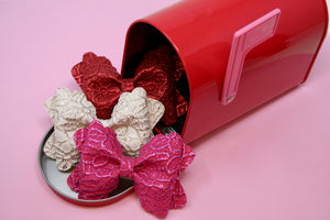 Valentine Sequin Embossed Lace Bailey Bows