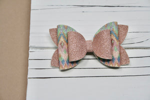 Peachy Chevron Emmy Bow