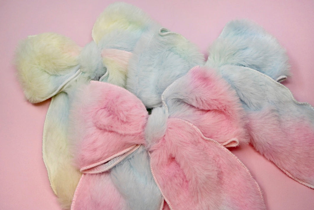 Pastel Rainbow Fur XL Remi Bow (ALLIGATOR CLIP ONLY)