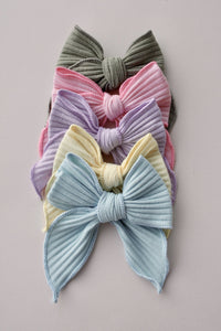 Pastel Solid Rib Knit Medium Remi Bow