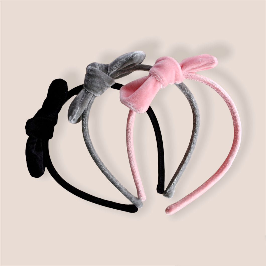 Neutral Velvet Rory Bow Headbands