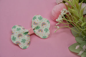 Pastel Rainbows and Clovers Medium Maggie Bow