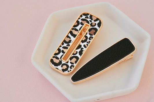 Leopard and Black Luxe Clip Set