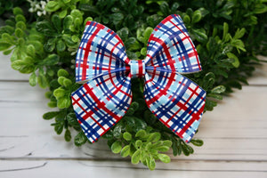 Patriotic Plaid Medium Giana Bow