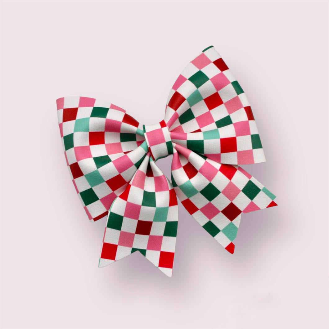 Christmas Checkerboard Maizie Bow