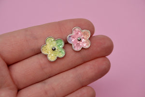 Pastel Rainbow Ombré Flower Luxe Studs