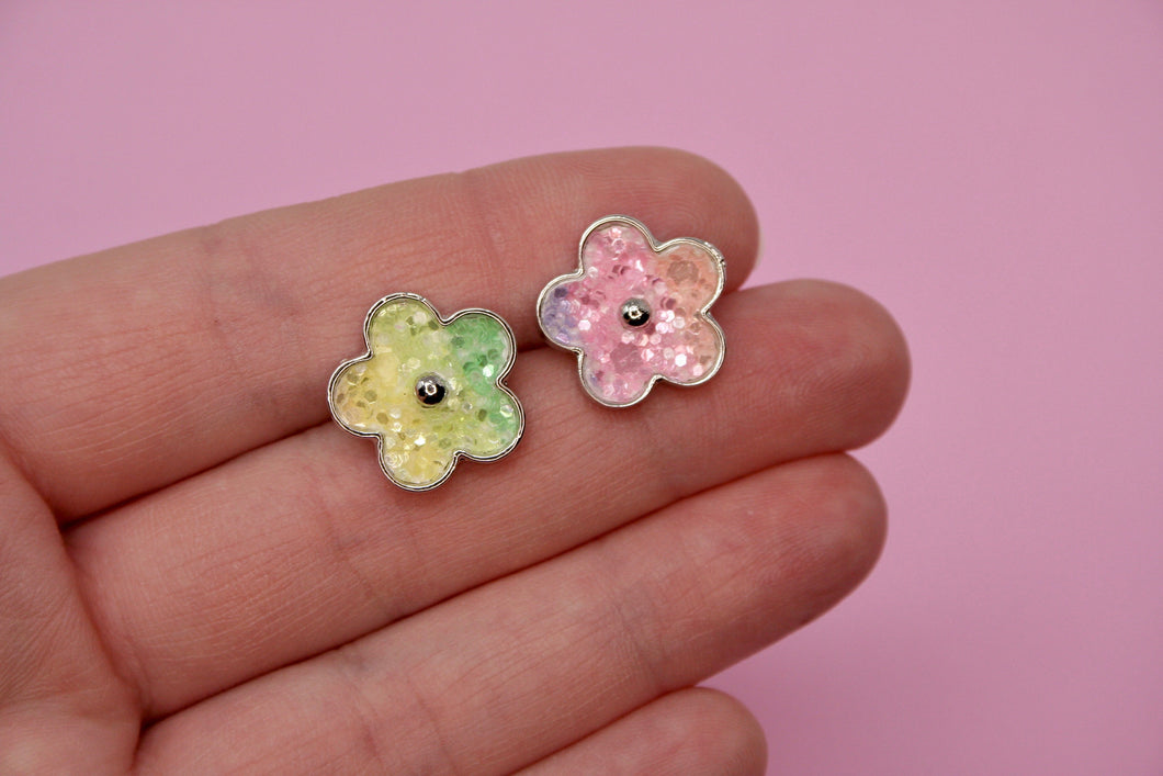 Pastel Rainbow Ombré Flower Luxe Studs