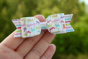 Colorful Cursive Skinny Sophia Bow (ALLIGATOR CLIP ONLY)