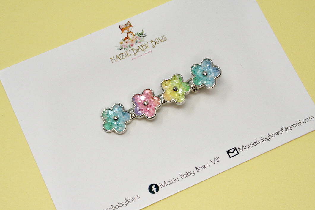 Pastel Rainbow Ombré Flower Luxe Clip