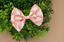 Load image into Gallery viewer, Pink Rainbow Waves Shimmer Suede Baby Kate Bow
