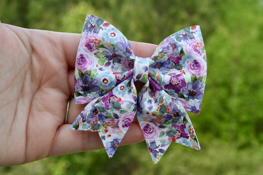 Lavender Rain Floral Maizie Bow