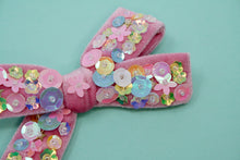 Load image into Gallery viewer, Sequined Pink Velvet Posie Bow (Alligator Clip Only)
