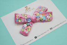 Load image into Gallery viewer, Sequined Pink Velvet Posie Bow (Alligator Clip Only)
